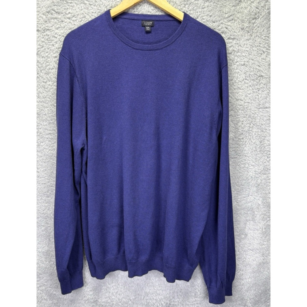 J. Crew Mens XXL Purple Sweater Crew Neck Long‎ Sleeve Cotton Cashmere Knit